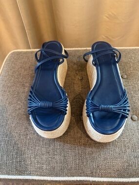 SCHUTZ Blue Espadrille Wedge Sandals